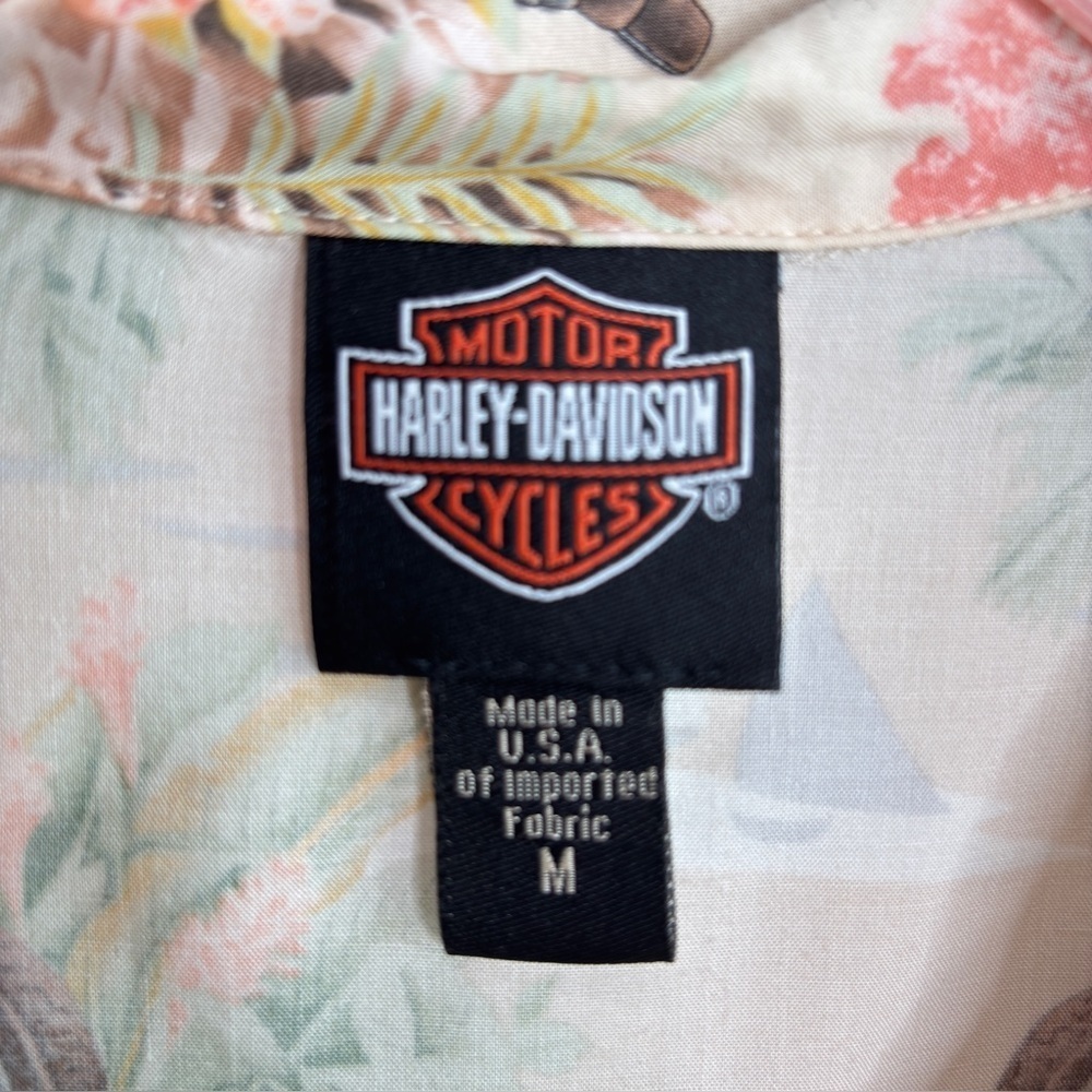 VTG Harley Davidson Tori Richard Hawaiian Shirt Medium Motorcycle Made in USA - Picture 7 of 14